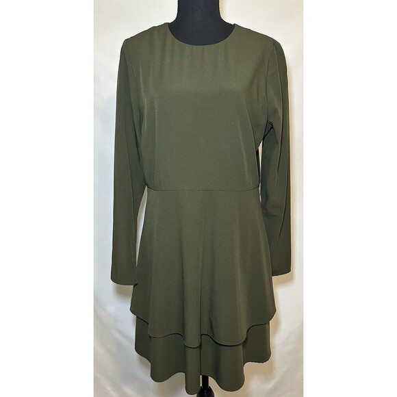 HUTCH Olive Green Cami Long Sleeve Career Mini Dress SIZE 12 - Picture 4 of 13